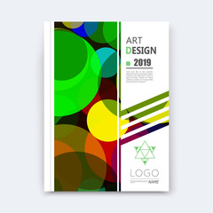 Abstract composition, patch font texture, yellow, blue, green circle part construction, white a4 brochure title sheet, creative round figure icon, commercial logo surface, banner form, flier fiber