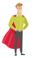 Businessman wearing a red superhero cloak.