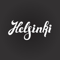 handwritten word Helsinki, vector illustration