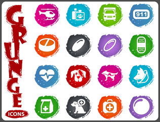 Veterinary clinic icons set