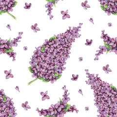 Watercolor violet lilac seamless pattern. May be used for floral wallpaper, textile design or wrapping paper. 