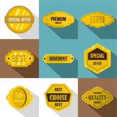 Fototapeta premium Sticker icons set, flat style