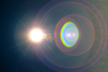 The bright projector light with a beam ray