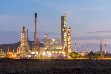 Oil Refinery factory in the morning , petrochemical plant , Petroleum.