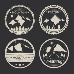 Fototapeta premium Set of mountain adventure and expedition logo badges