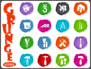 Work tools icons set in grunge style