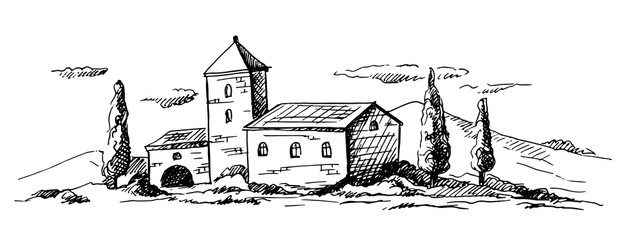 Mountains landscape in graphic style