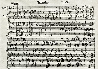 Deurstickers Beginning of Mozart's music for Goethe's poem "Veilchen", 1785 © Juulijs