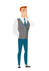 Caucasian businessman thinking vector illustration