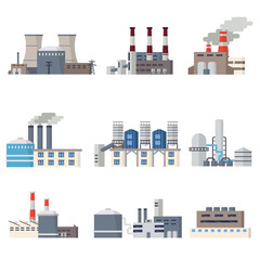 Industrial buildings icon set