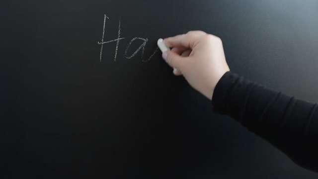 We write the popular phrase on a board.