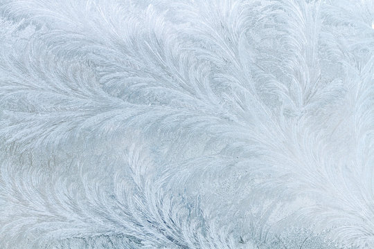 Frosty patterns on the window.