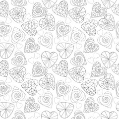 Monochrome Vector seamless pattern of beautiful hearts. The best for Valentine's Day, Wedding and Birthday design.