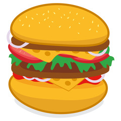 Hamburger on white background. Vector illustration