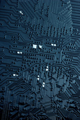 close-up of computer motherboard backside .Concept computer Hardware