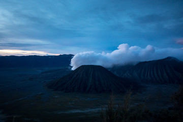 Mount Bromo volcano during sunrise in East Java, Indonesia.