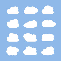 .Clouds icons set on blue background
