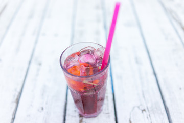 Drink on white wood summer backgrounds