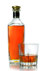 Bottle and a glass of cognac