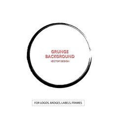 Hand drawn grunge circle shape. Label, logo design element, frame. Brush abstract wave. Vector illustration.