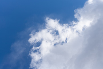 Blue sky and fluffy white cloud.