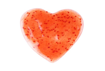 Heart made from raspberry jam