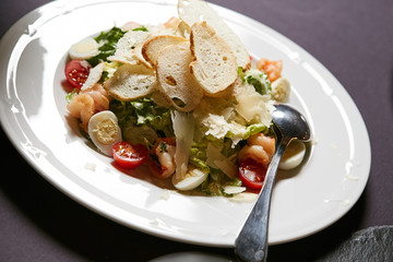 Fresh salad with seafood