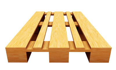 Wooden Euro pallets. 3D render illustration isolated on white ba