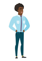 Young caucasian businessman laughing.