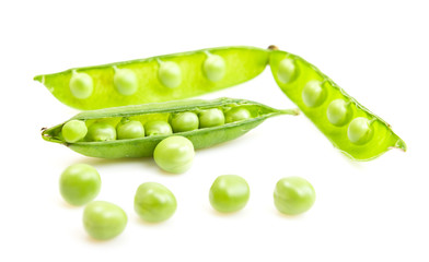 fresh green peas isolated on a white background