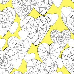 Monochrome Vector seamless pattern of beautiful hearts. The best for Valentine's Day, Wedding and Birthday design.