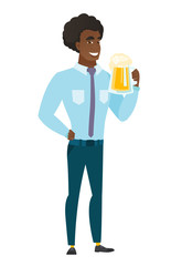 Businessman drinking beer vector illustration.