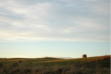 Fototapeta premium Hay bales in late afternoon sun