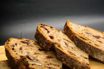Slices of malt bread handmade