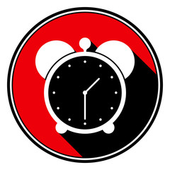 red round with black shadow,white alarm clock icon