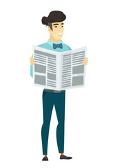 Business man reading newspaper vector illustration