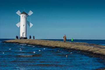 Świnoujście plaża,wiatrak.