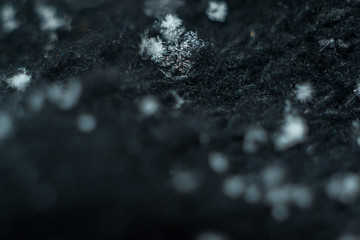 Macro snowflake on black