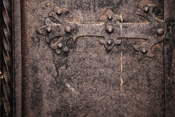 background with decorative metal   frame (Fragment of ancient do