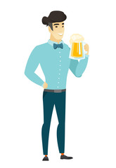 Businessman drinking beer vector illustration.
