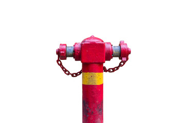Red Fire Hydrant with Chain, Isolated white background