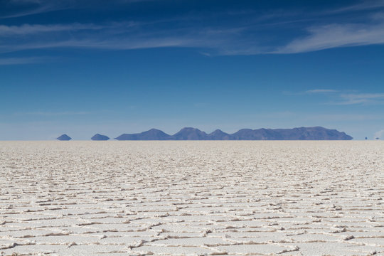 Mirage of mountains at Salar de Uyuni