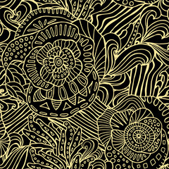 stock vector seamless flower, doodle pattern. abstract art backg