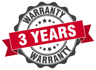 3 years warranty stamp. sign. seal