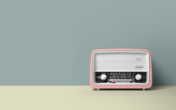 Vintage antique retro old radio on background