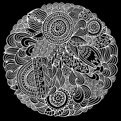 stock vector abstract hand draw flower and wave, doodle pattern.