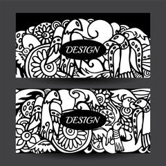 Stock vector cartoon hand draw colorful corporate identity horiz