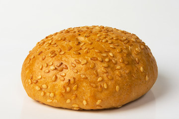 Hamburger bun on a white background