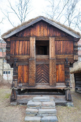 Fototapeta na wymiar Traditional Norwegian Houses. The Norwegian Museum of Cultural History, Oslo.