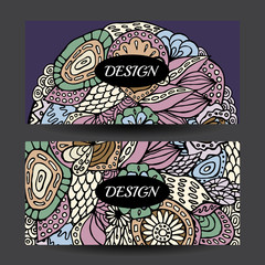 Stock vector cartoon hand draw colorful corporate identity horiz